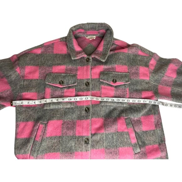 Vanilla Bay Womens Plaid Button-Up Jacket 1X Pink/Gray Polyester - Picture 6 of 9